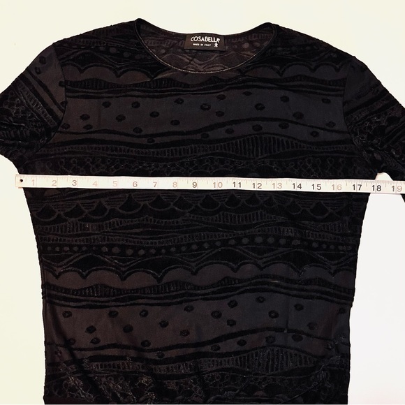 Cosabella Bodysuit Burnout Velvet Med Black Lace Sheer Mesh Textured Sexy Italy - Picture 14 of 14